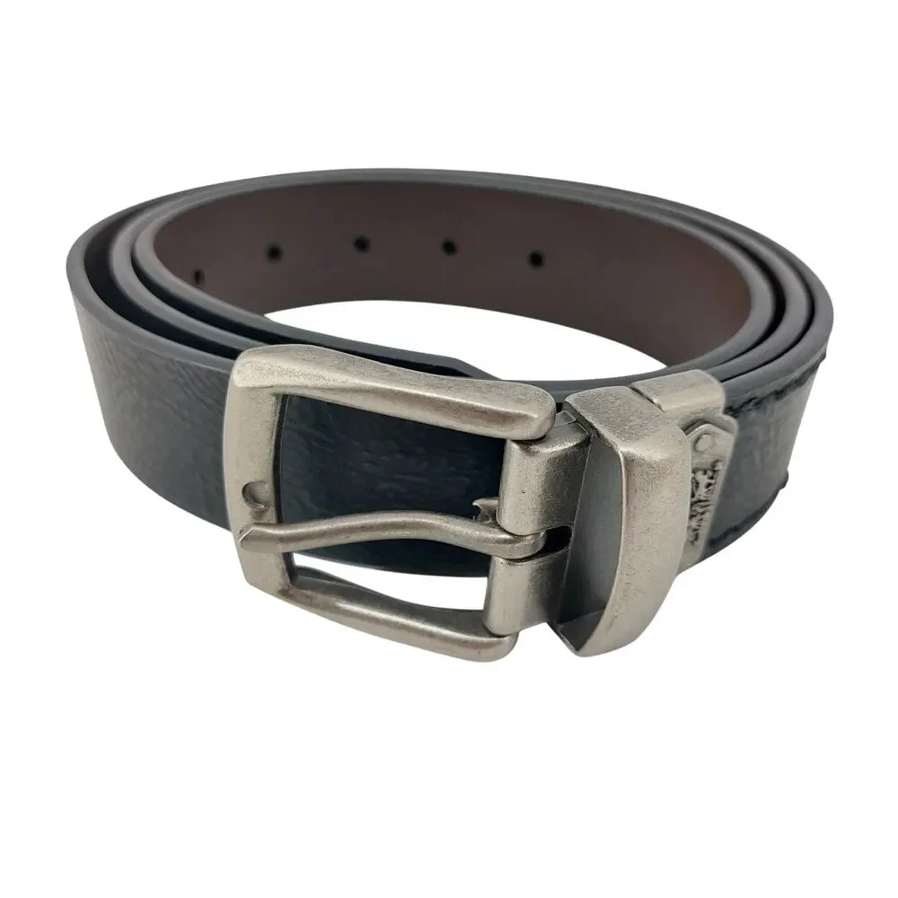 Levis Belt Black Brown Silver Tone Buckle 42-44 XL Men's